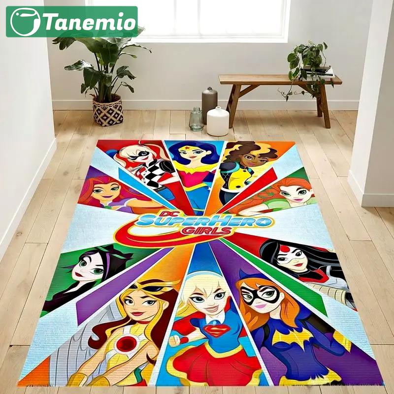 Dc comics tv dc superhero girls collage area rug living room and bed room rug rug regtangle carpet floor decor home decor Rectangle Rug