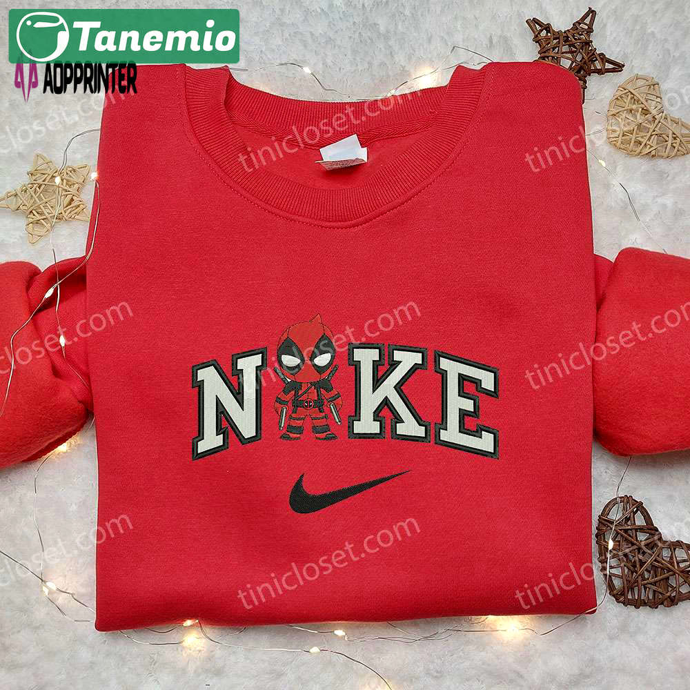 Deadpool chibi x nike embroidered shirt – custom marvel tee with nike logo Embroidered Shirt