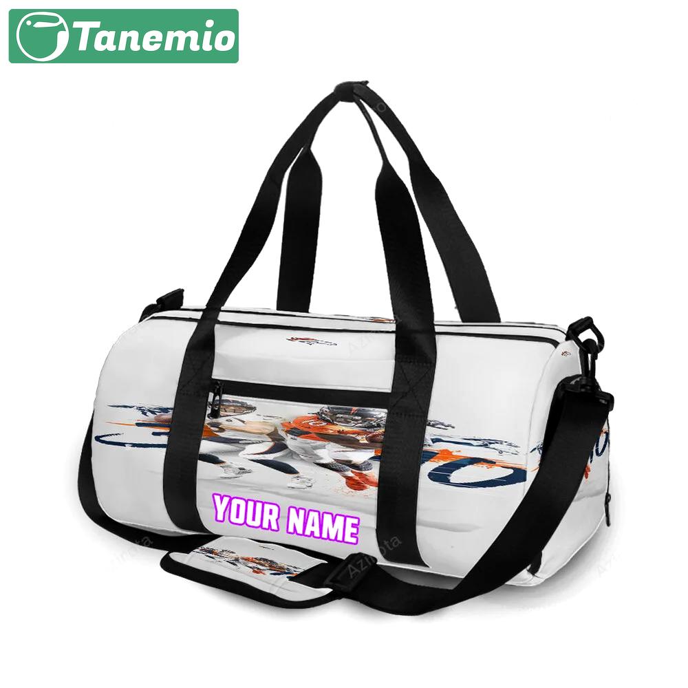 Denver broncos dangeruss wilson x jerry jeudy personalized name travel bag gym bag 1367 Travel Bag