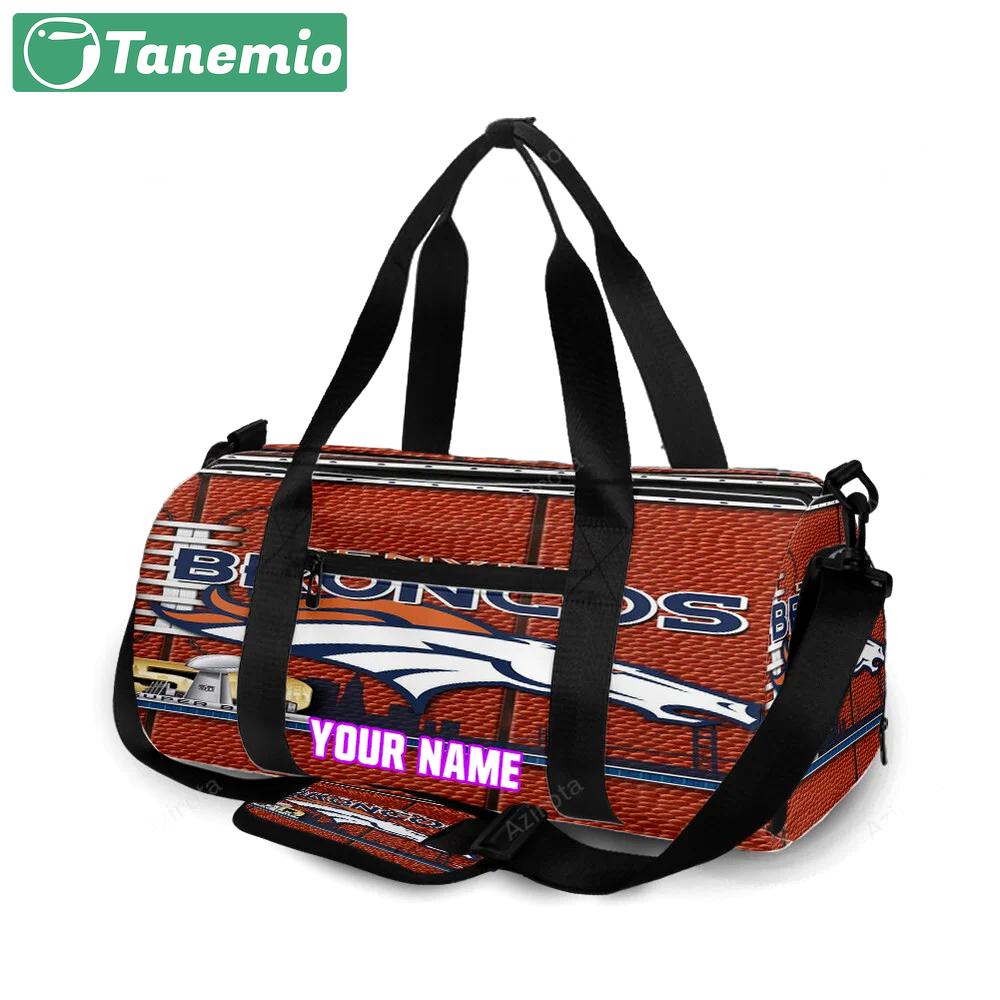 Denver broncos emblem v24 personalized name travel bag gym bag 552 Travel Bag