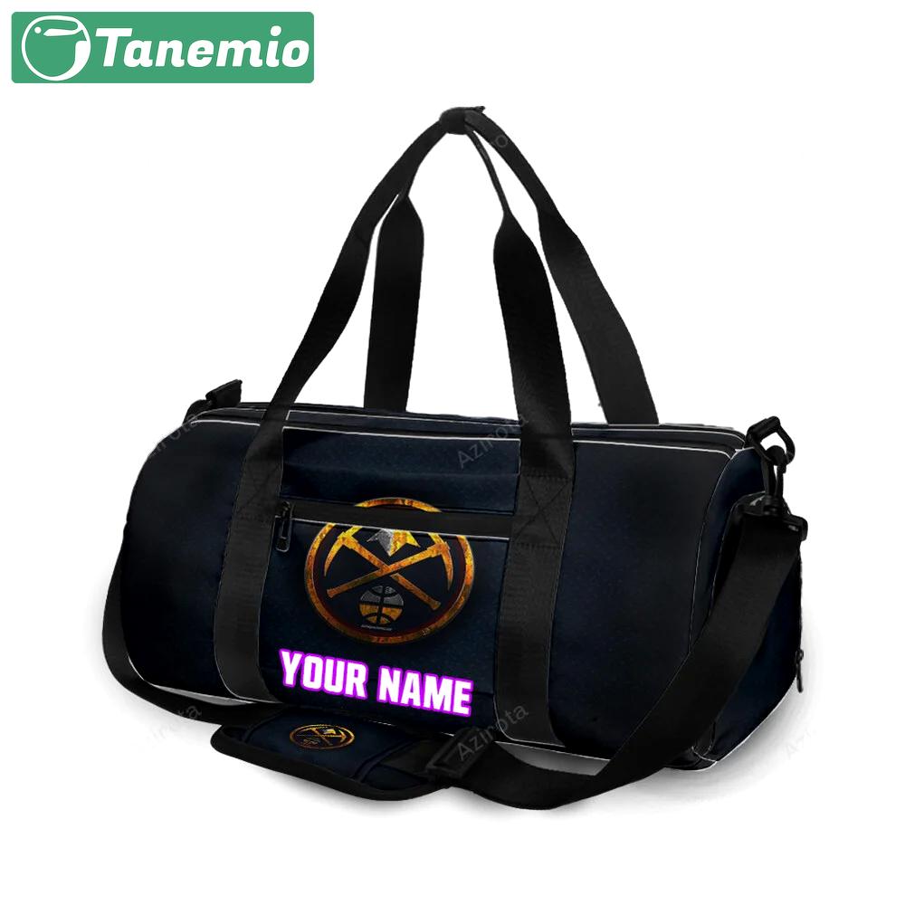 Denver nuggets golden black metal personalized name travel bag gym bag 272 Travel Bag
