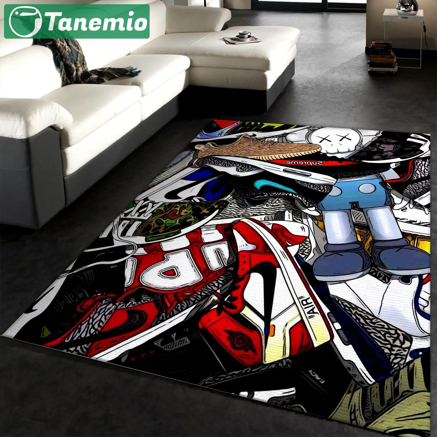 Designer shoes logo type 872. Upgrade Your Living Room with Luxury Home Decor: Area Carpets, Floor Decor, Door Mats, and Hot Gift Items with style a High-End Fashion Brand Rectangle Rug