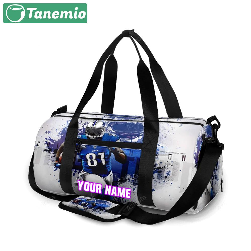 Detroit lions calvin johnson 81 v4 personalized name travel bag gym bag 321 Travel Bag