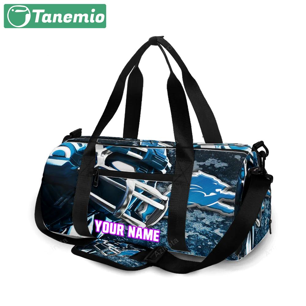 Detroit lions emblem helmet v2 personalized name travel bag gym bag 1199 Travel Bag