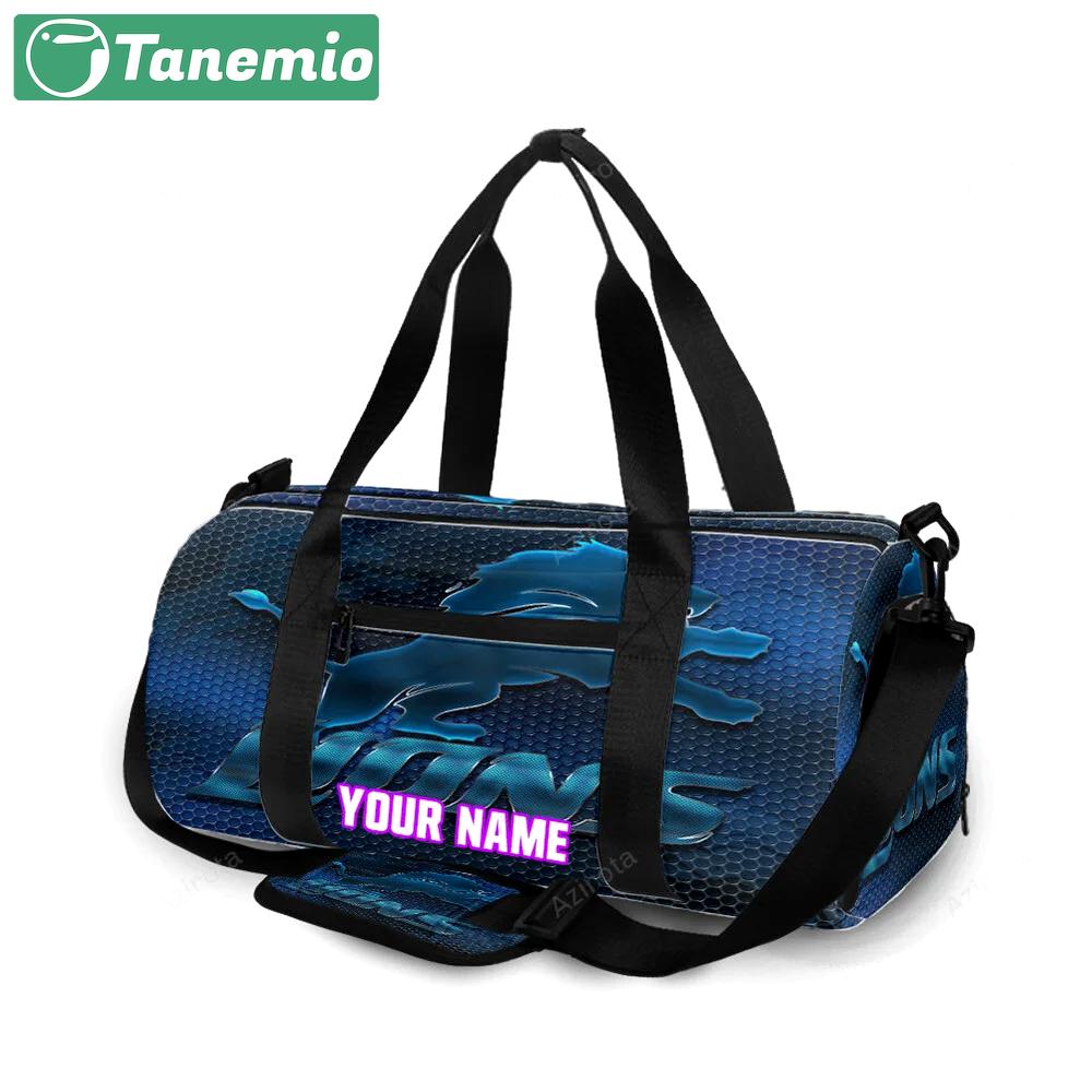 Detroit lions emblem metal v2 personalized name travel bag gym bag 247 Travel Bag