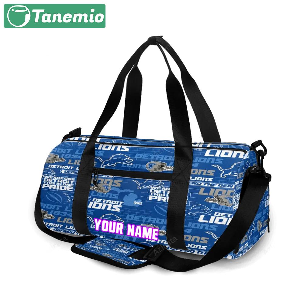 Detroit lions emblem v8 personalized name travel bag gym bag 1705 Travel Bag