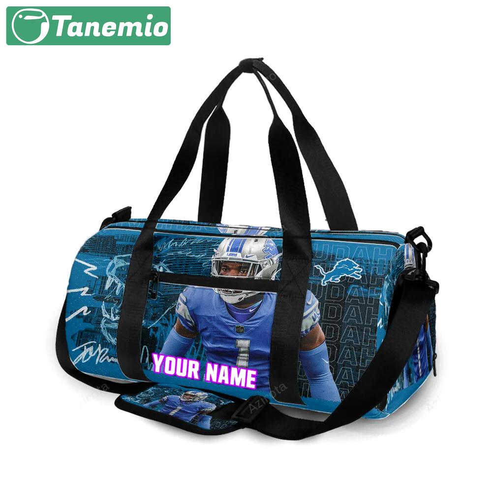 Detroit lions jeff okudah 1 v2 personalized name travel bag gym bag 1895 Travel Bag