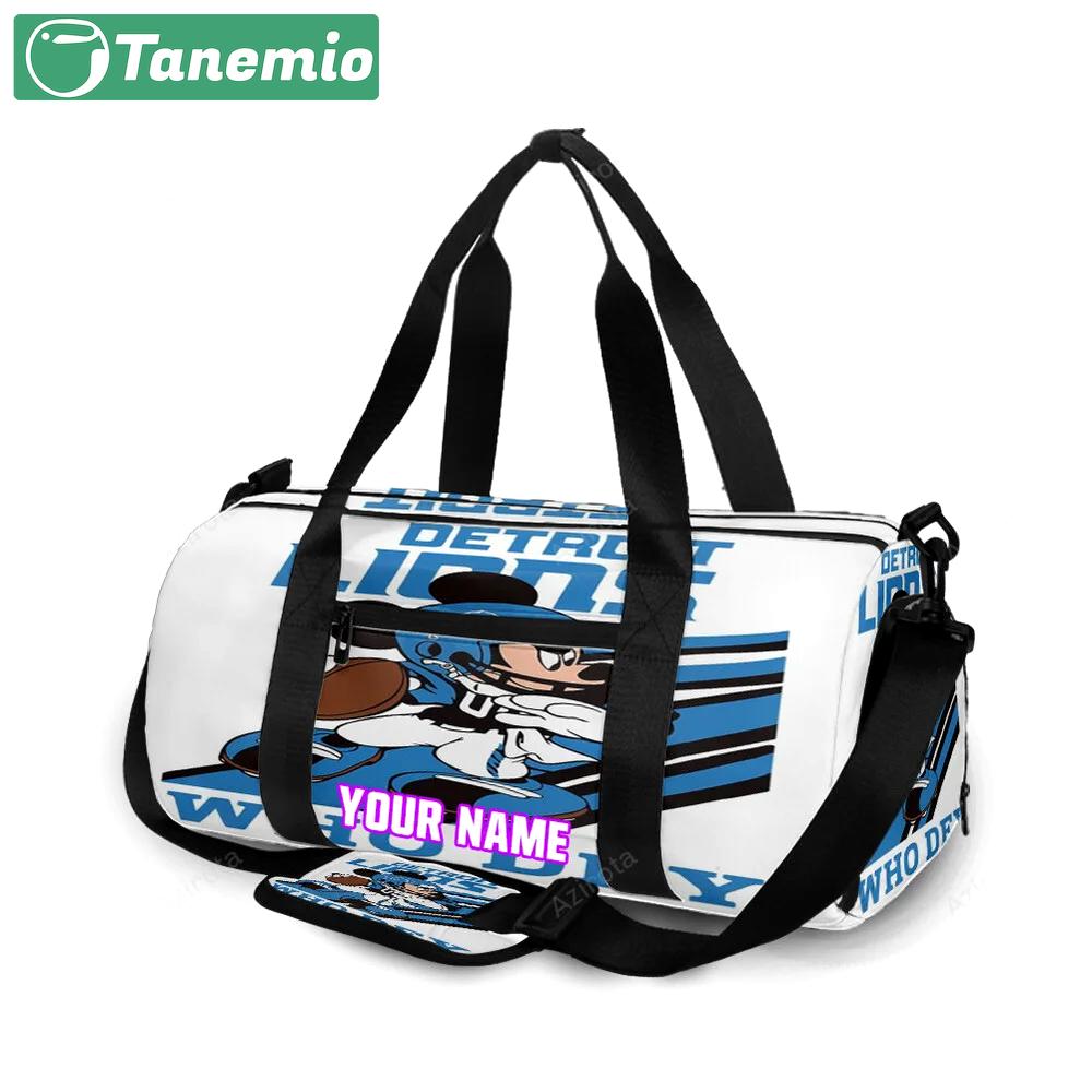 Detroit lions mickey play personalized name travel bag gym bag 1162 Travel Bag