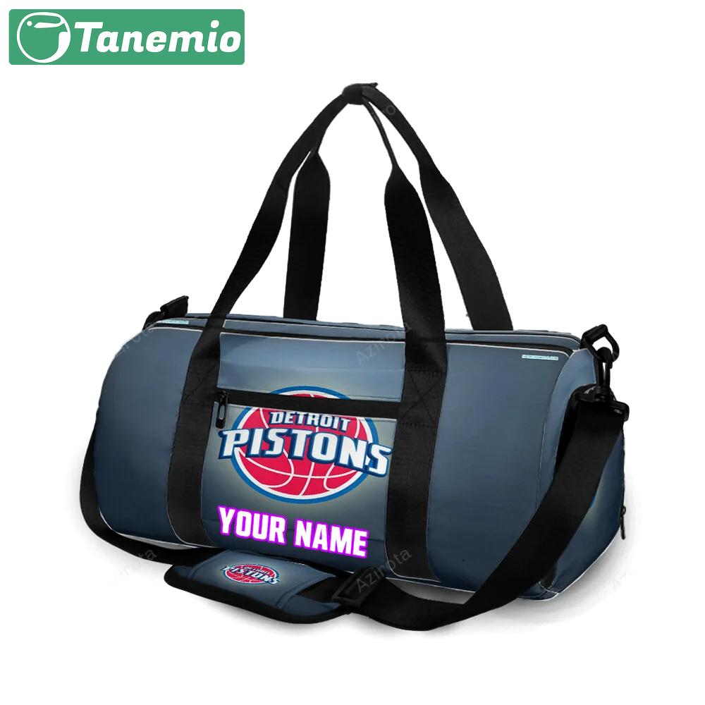 Detroit pistons gray personalized name travel bag gym bag 345 Travel Bag