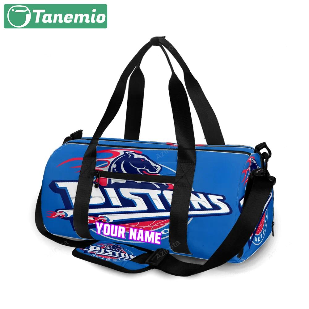 Detroit pistons horse blue personalized name travel bag gym bag 362 Travel Bag