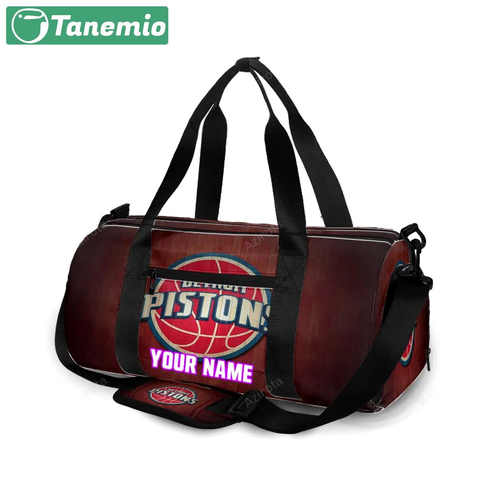 Detroit pistons red wood personalized name travel bag gym bag 1392 Travel Bag