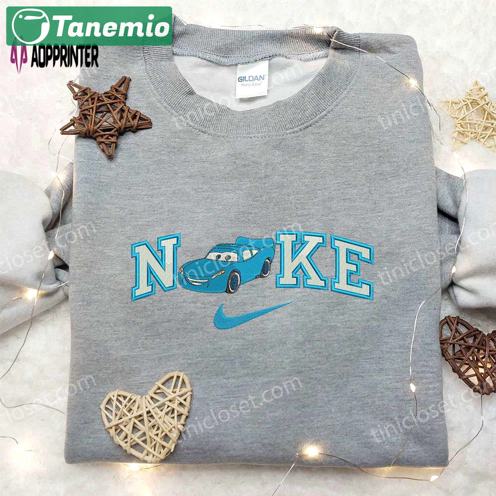 Dinoco 95 x nike embroidered shirt: car cartoon & custom design for a unique style! Embroidered Shirt
