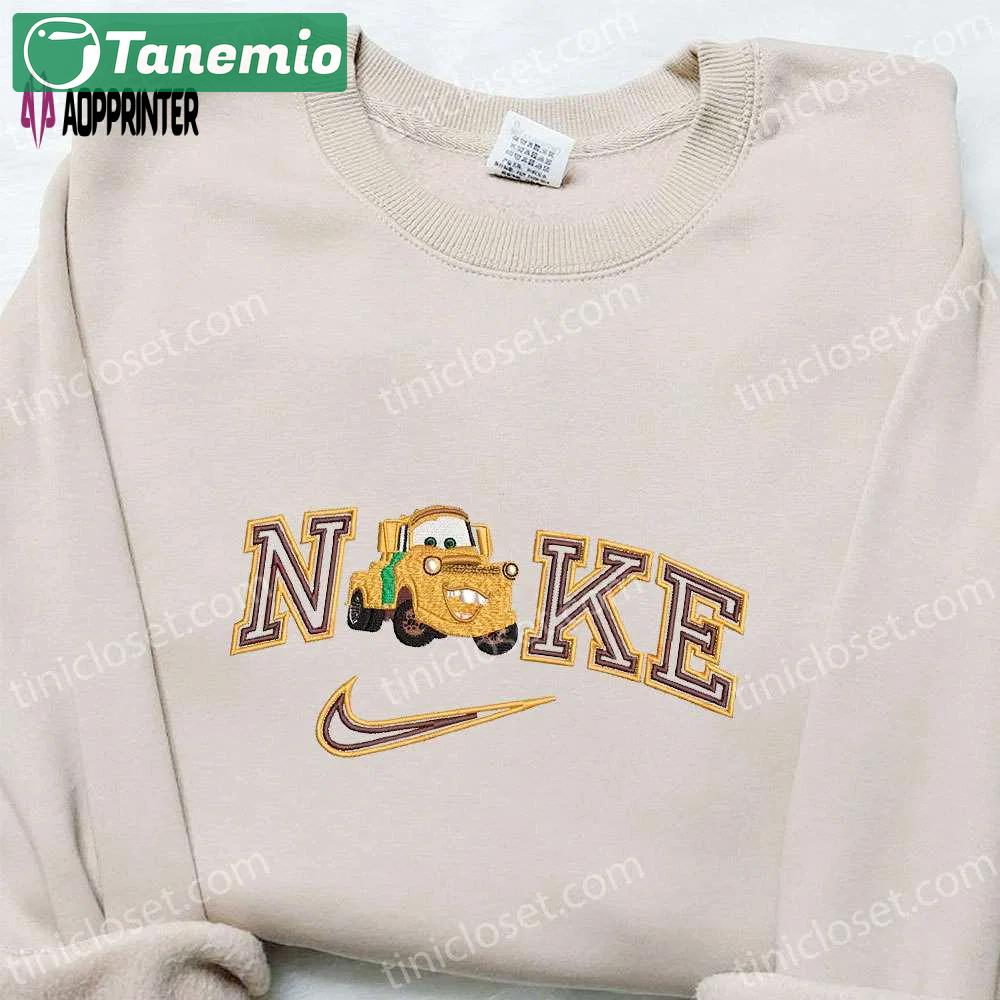 Disney characters embroidered sweatshirt & t-shirt: mater car x nike collection – best family gift ideas Embroidered Shirt