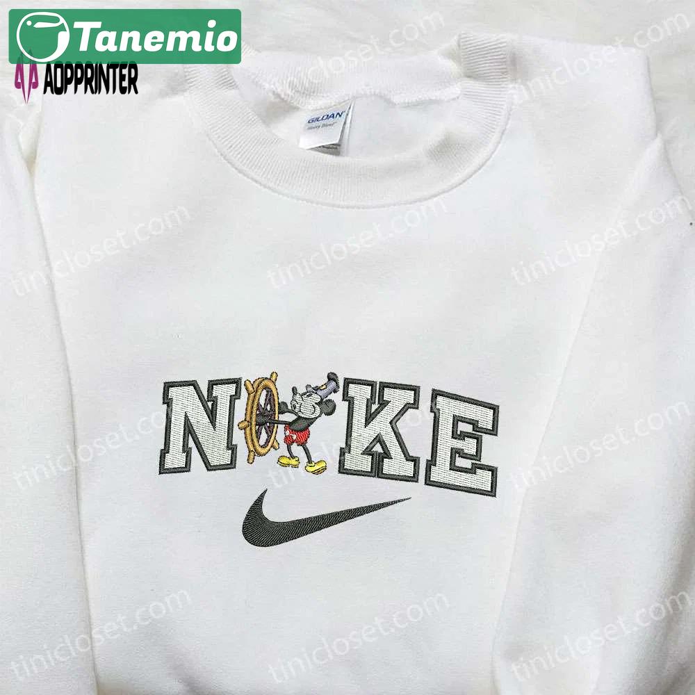 Disney mickey mouse x nike cartoon embroidered tshirt: authentic disney characters & nike inspired shirt Embroidered Shirt