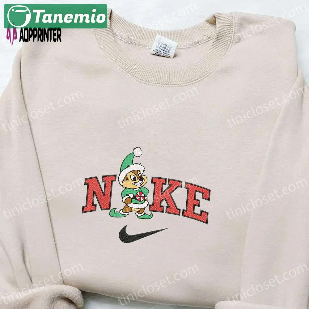 Disney x nike chip embroidered christmas sweatshirt – best cartoon gift idea Embroidered Shirt