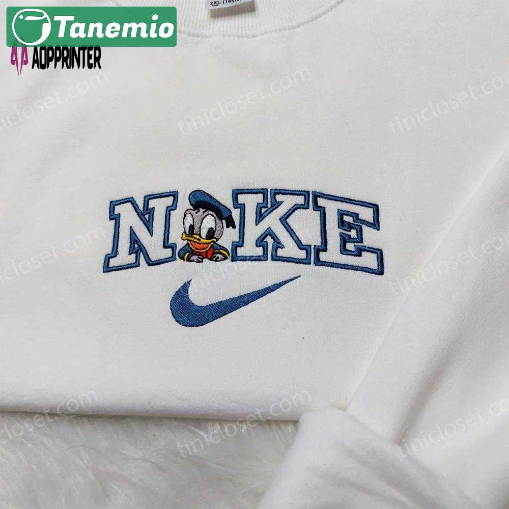 Donald duck nike embroidered sweatshirt: disneyland family shirts & nike inspired hoodie Embroidered Shirt