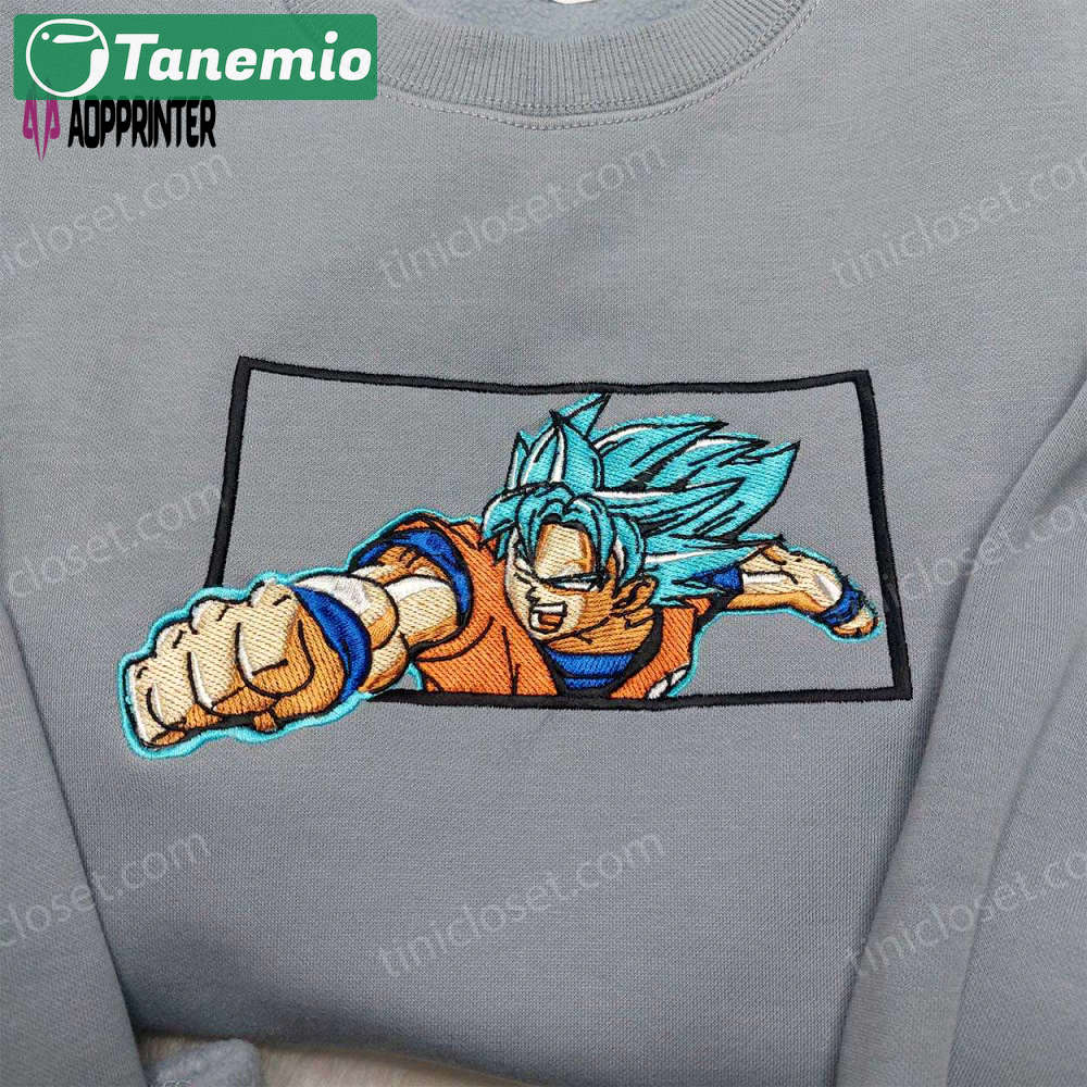 Dragon ball goku vegeta super saiyan blue embroidered shirt sweatshirt & hoodie: anime-inspired must-haves Embroidered Shirt