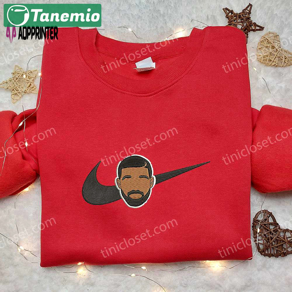 Drake x nike swoosh hoodie toronto raptors nba embroidered shirt nike inspired sport tee Embroidered Shirt