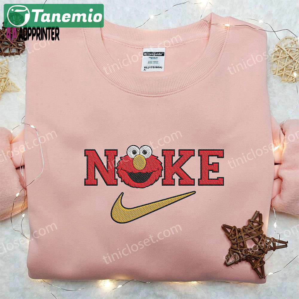 Elmo x nike embroidered shirt: sesame street custom tee with nike logo Embroidered Shirt