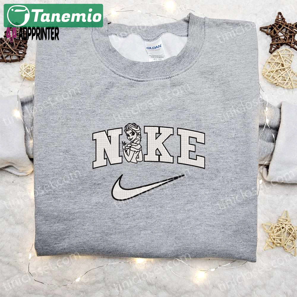 Elsa x nike embroidered sweatshirt: disney characters shirt – best birthday gift ideas for family Embroidered Shirt