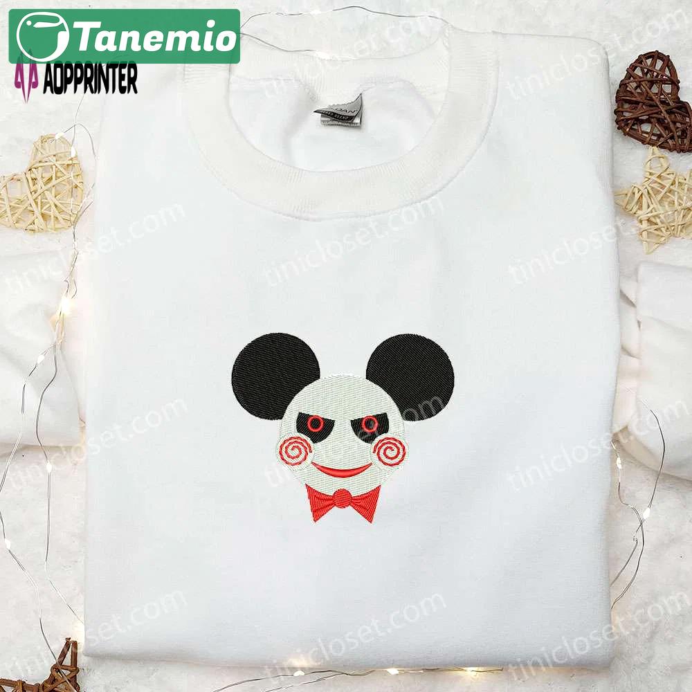 Embroidered mickey x jigsaw shirt: funny & cool halloween design Embroidered Shirt