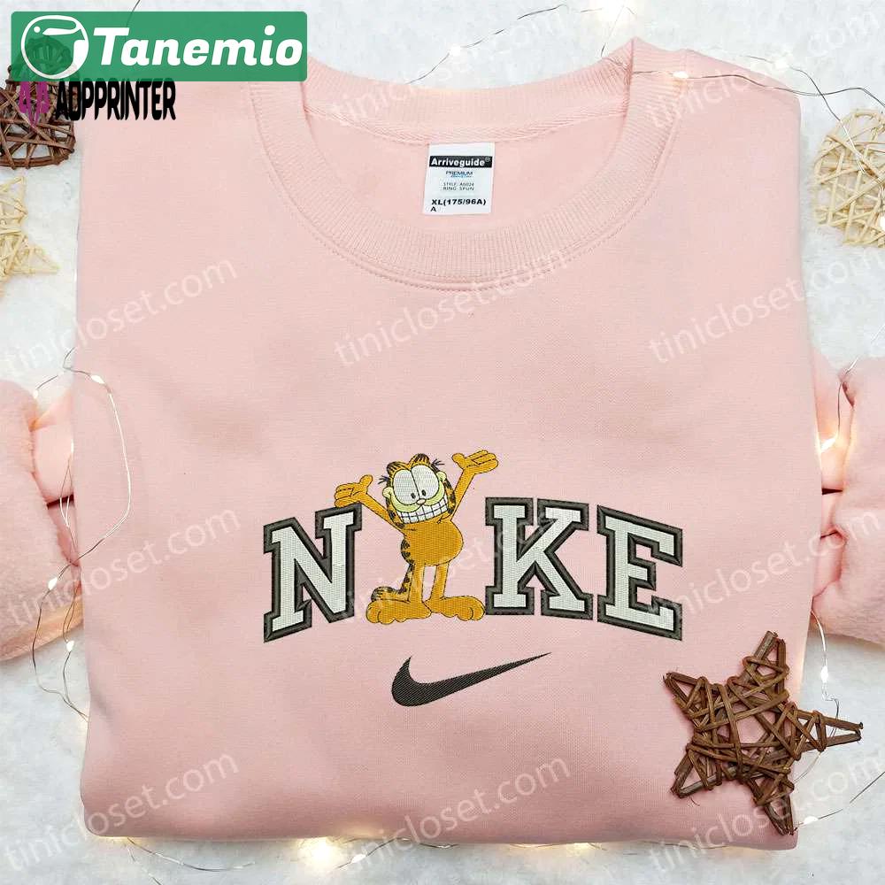 Exclusive garfield x nike cartoon embroidered shirt – unite with garfield and friends in this nike inspired design Embroidered Shirt