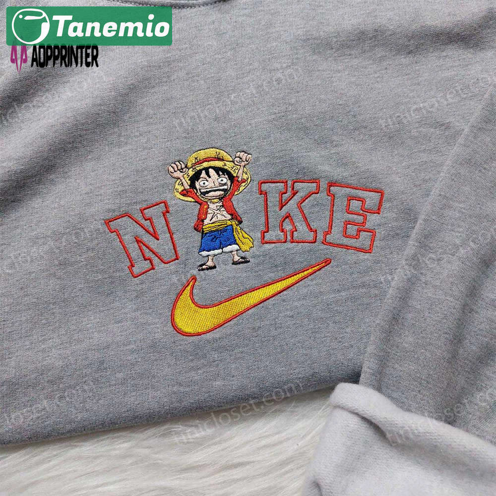 Exclusive one piece luffy nike shirt & anime hoodie with embroidered sweatshirt Embroidered Shirt