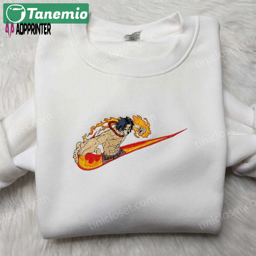 Exclusive portgas d ace nike embroidered shirt & one piece hoodie hot topic anime merch Embroidered Shirt