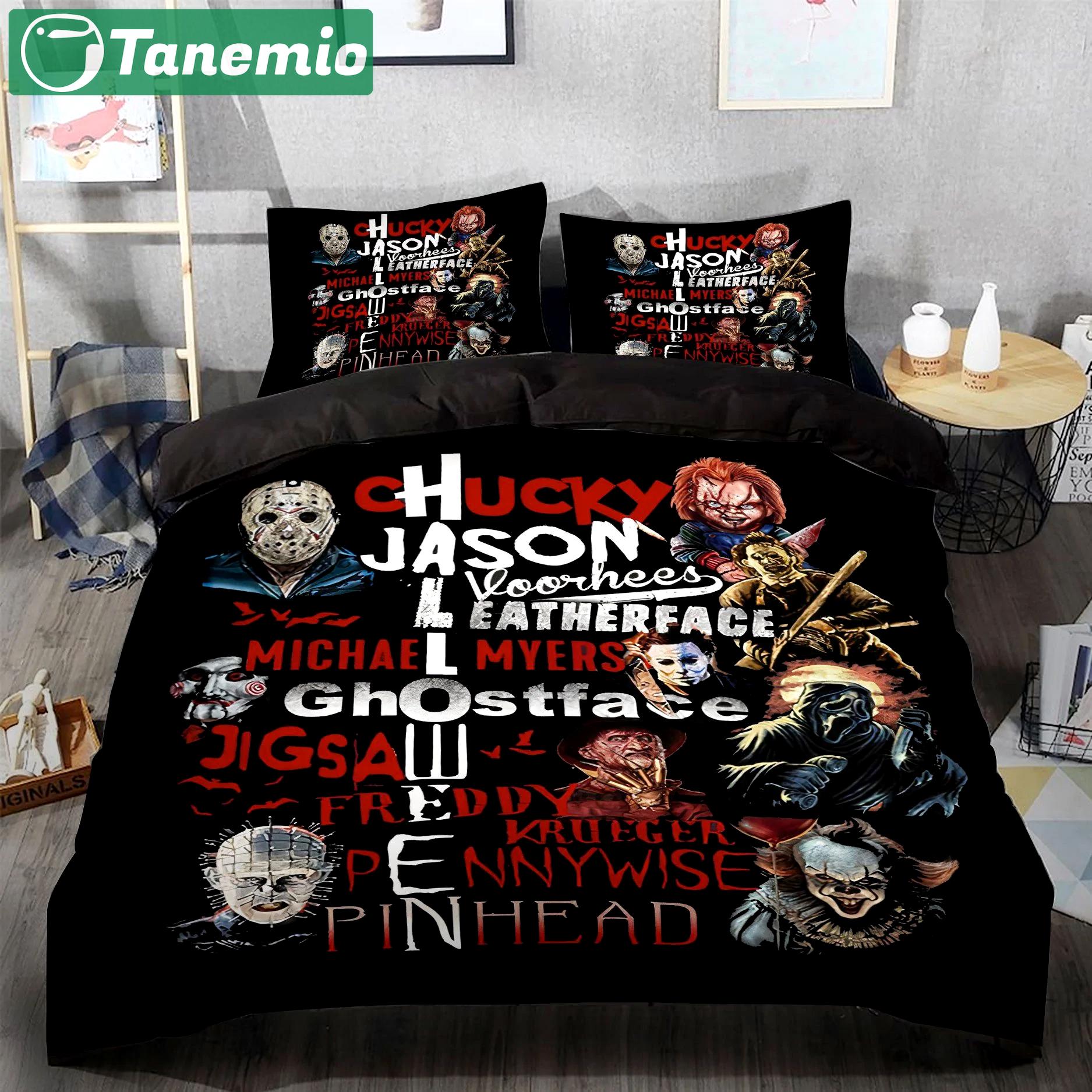 Famous horror movie quotes bedding set- chucky- pennywise ghostface michael. Bedding Sets