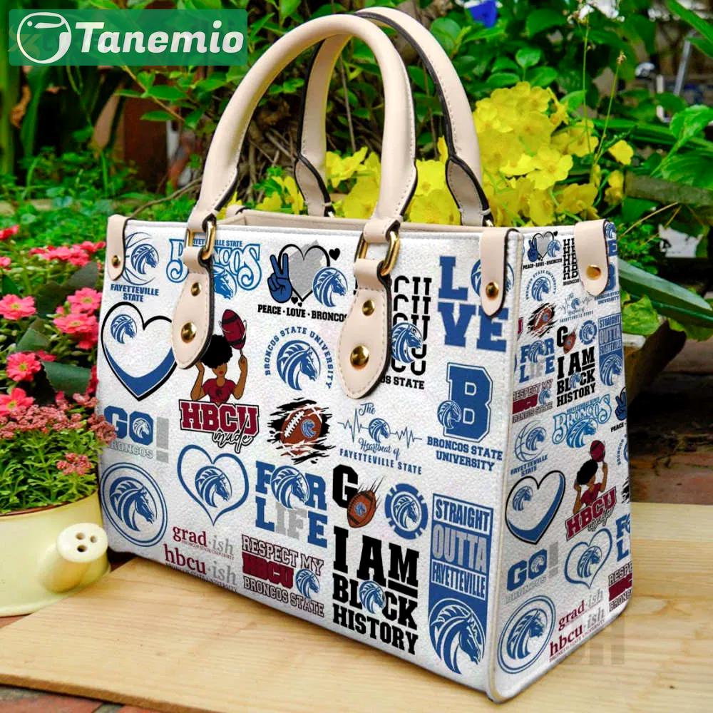 Fayetteville state university broncos leather handbag gift for women 4336 Women Leather Hand Bag
