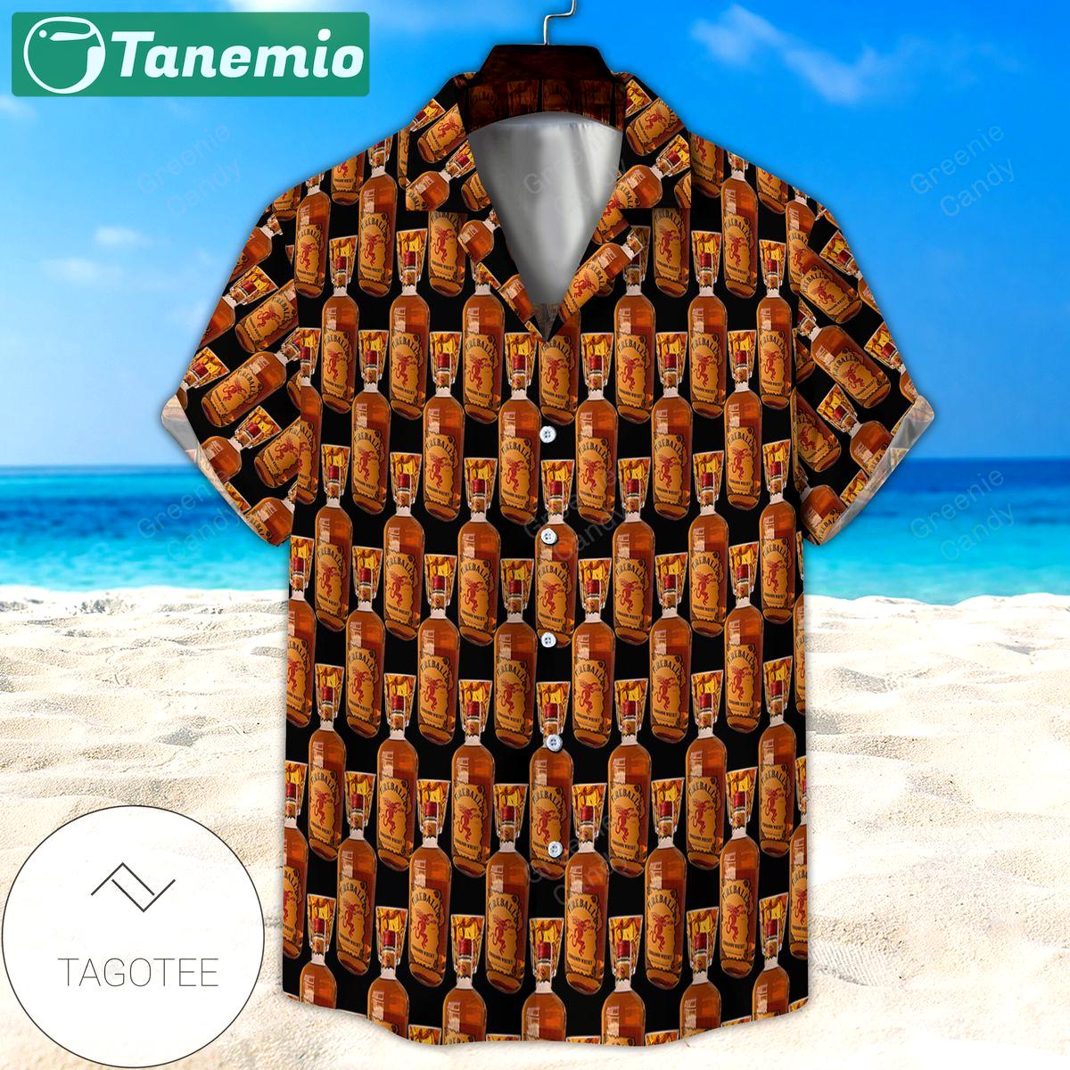 Fireball whisky bottle seamless all over print 3d unisex hawaiian shirt and beach short Hawaii Shirt Shorts & Flip Flops