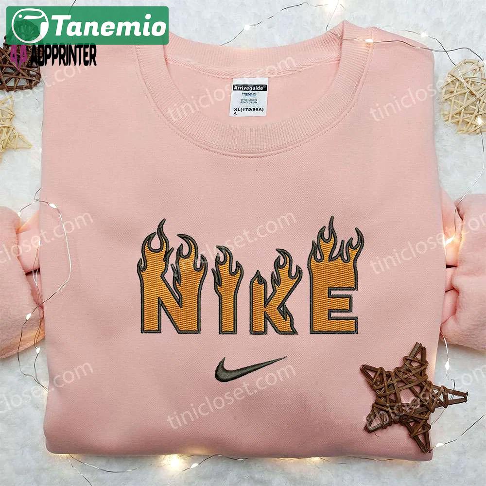 Flame x nike embroidered shirt: perfect gift for son customized & stylish Embroidered Shirt