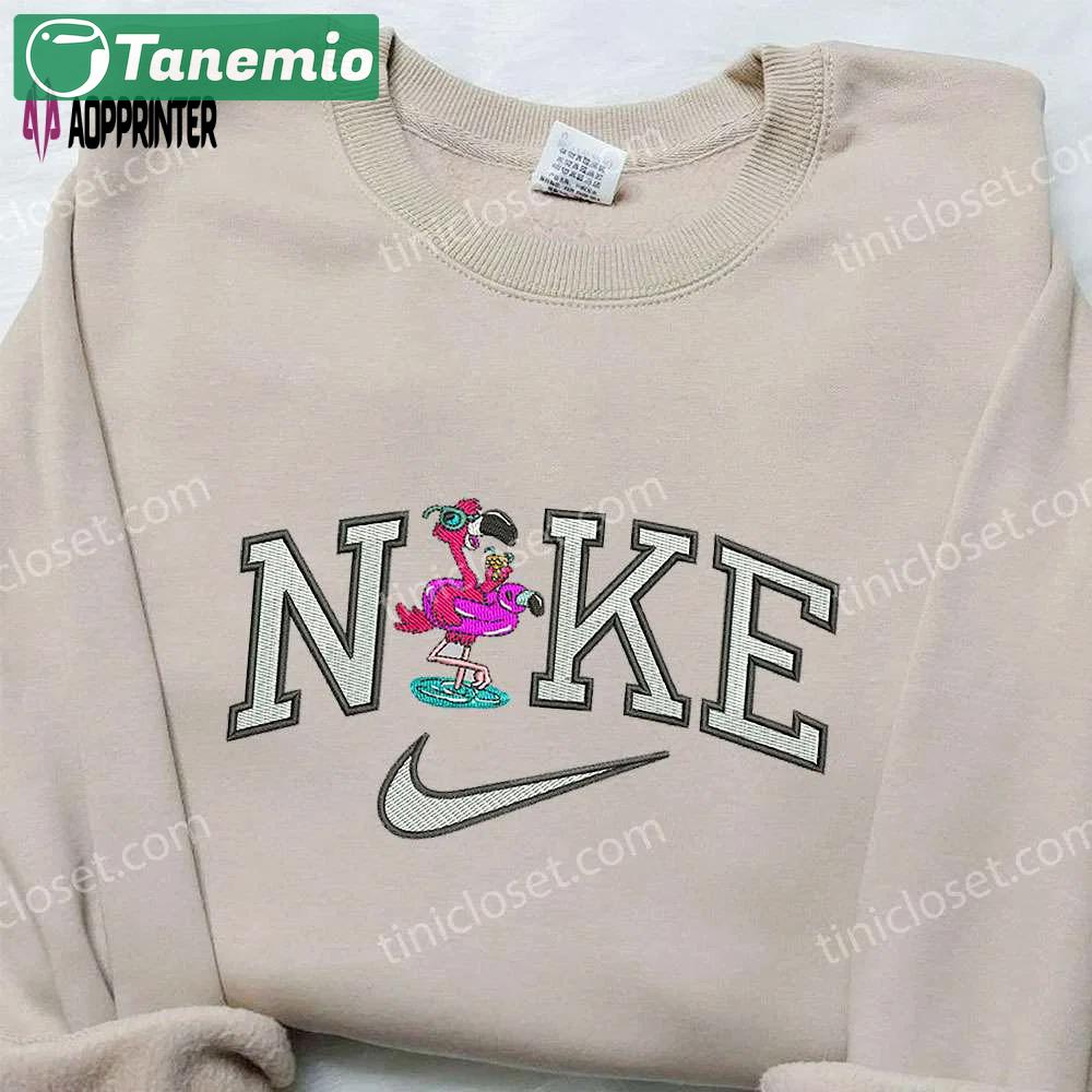 Flamingo x nike embroidered shirt: double animal & custom design Embroidered Shirt