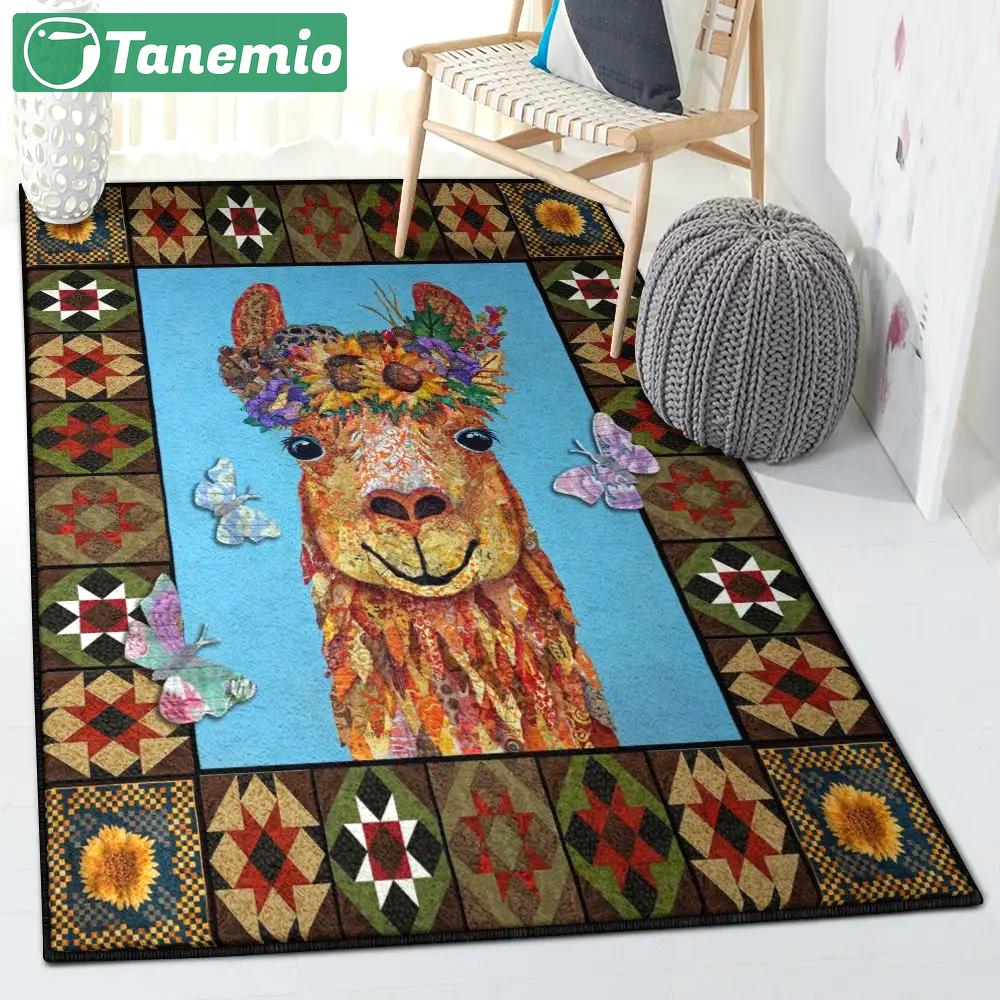 Floral kitchen rugs, floral llama rug Rectangle Rug
