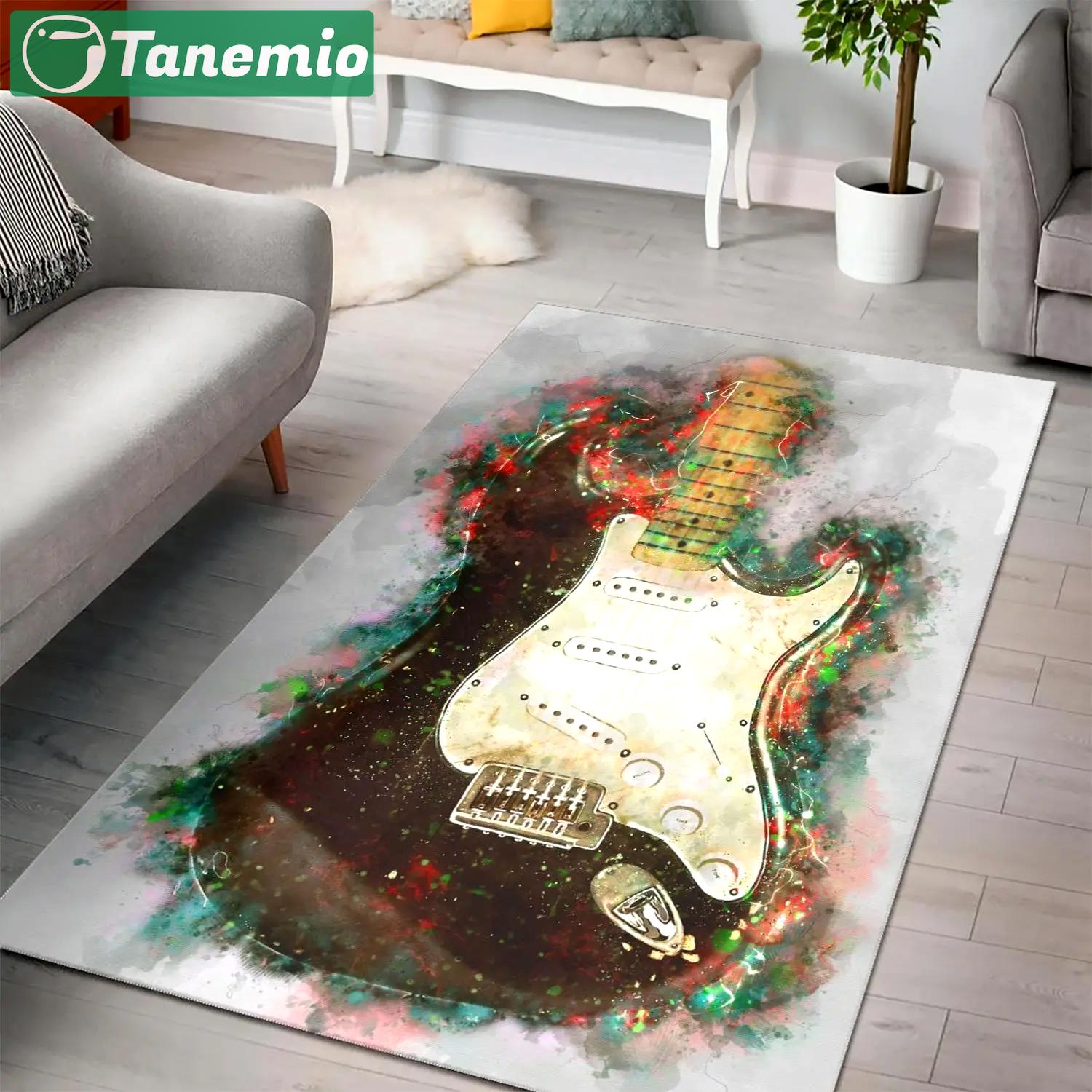 Flower on guitar music area rug living room rug home decor carpet rug 1910073 Rectangle Rug