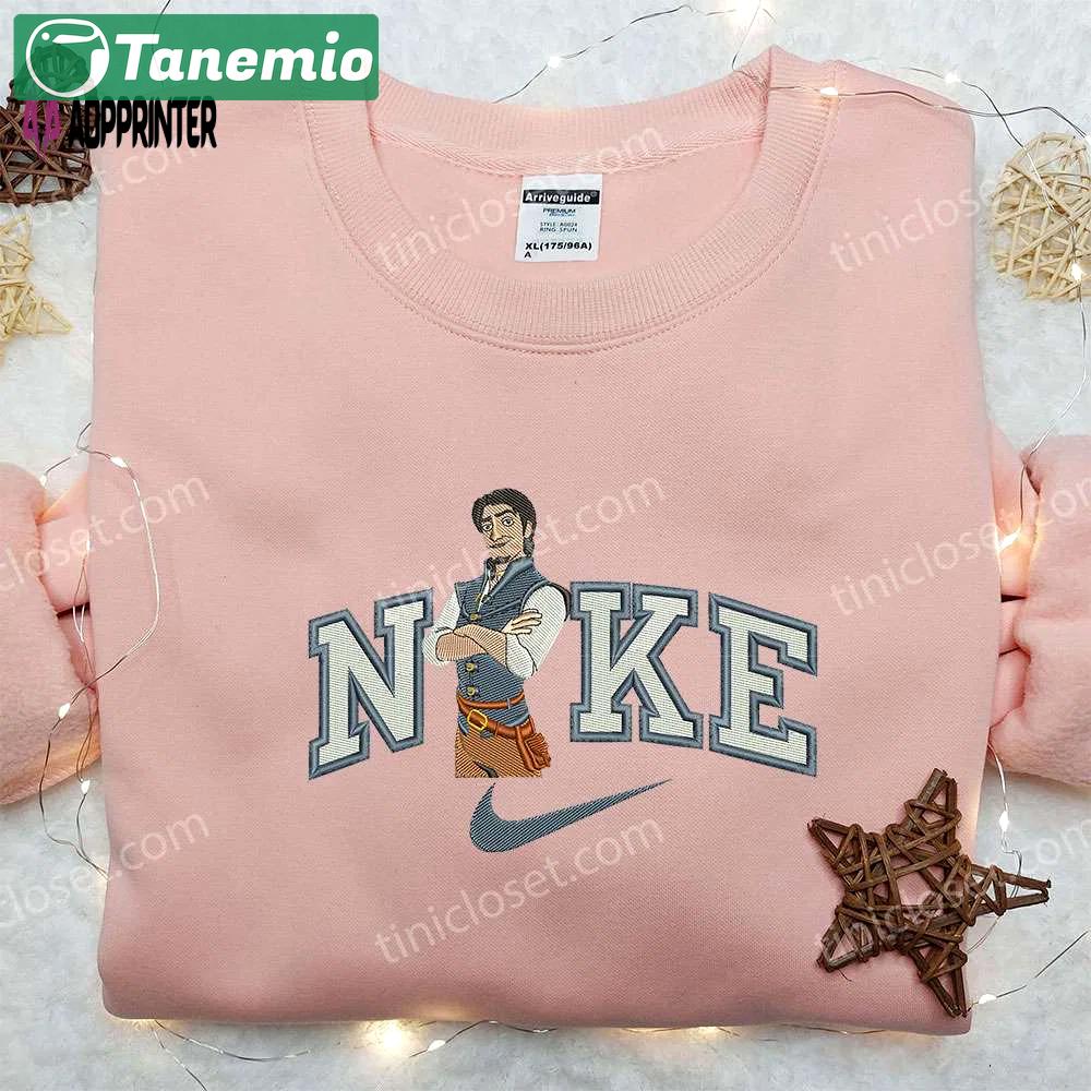 Flynn rider x nike embroidered shirt: tangled custom design for iconic style! Embroidered Shirt