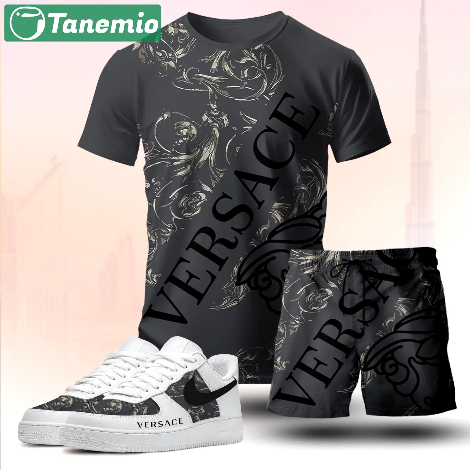 For the girls who love bold dark statement prints, baroque graphic tee outfit t-shirt – black with abstract pattern | casual everyday outfit aesthetic ideas T-Shirt Short Sneakers Set