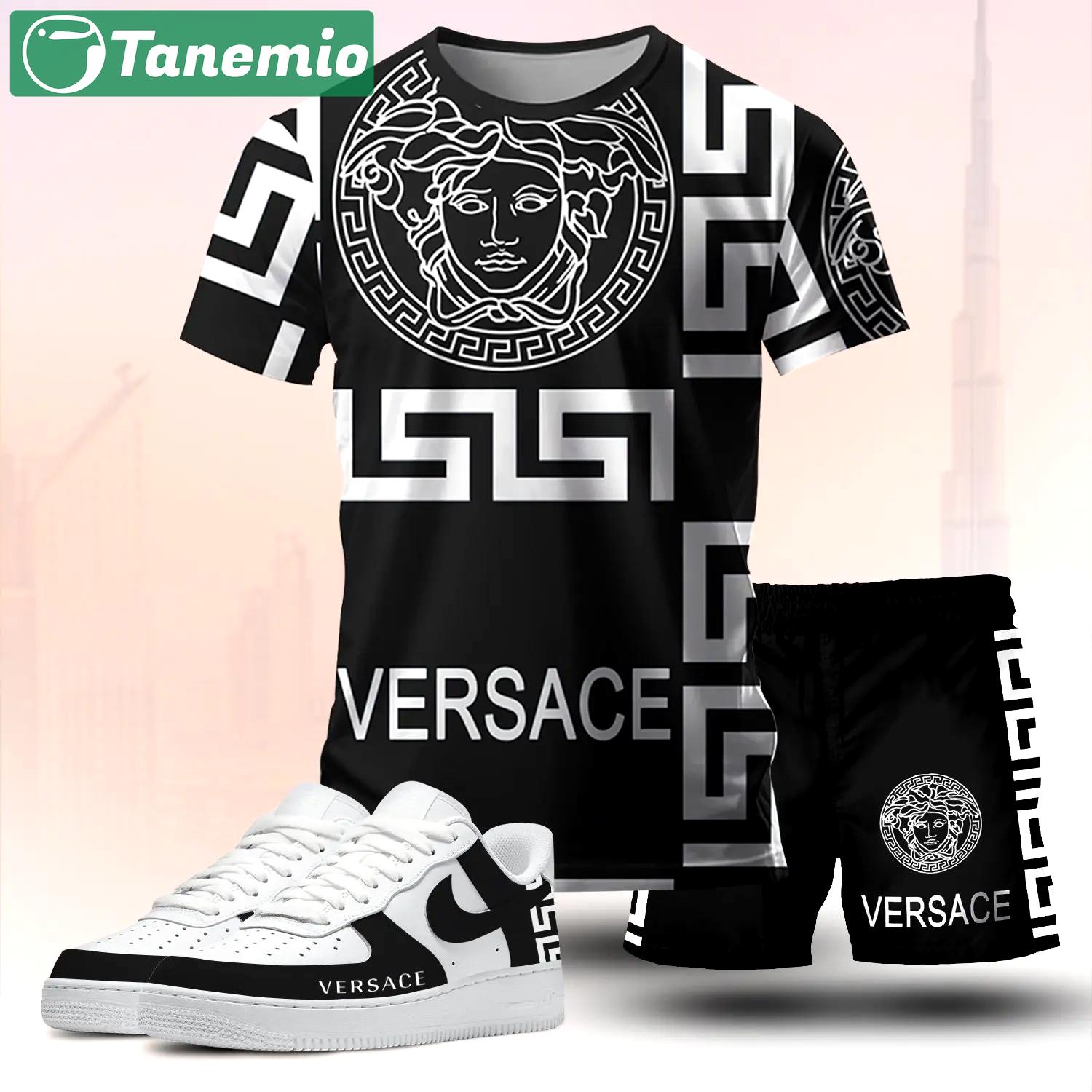 For the girls who love bold monochrome energy, graphic medusa tee outfit t-shirt – black statement print | casual everyday outfit aesthetic ideas T-Shirt Short Sneakers Set