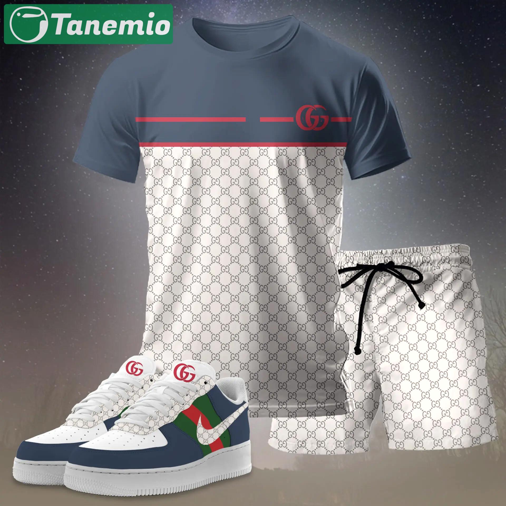 For the girls who love clean sporty contrast, minimal stripe logo tee outfit t-shirt – navy and white monogram print | casual everyday outfit aesthetic ideas T-Shirt Short Sneakers Set
