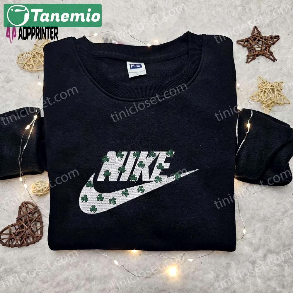 Four-leaf clovers x nike embroidered sweatshirt – st patrick s day custom hoodie Embroidered Shirt