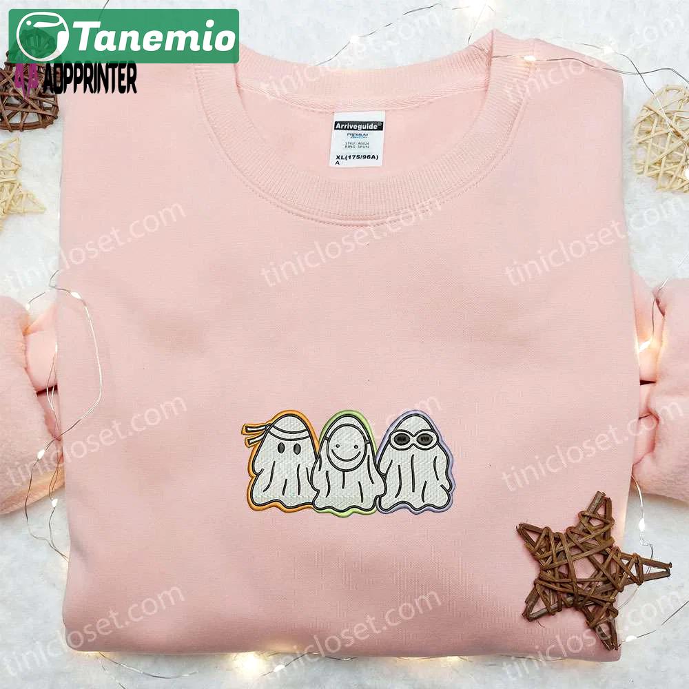 Funny ghosts embroidered shirt: adorable halloween gift for family Embroidered Shirt