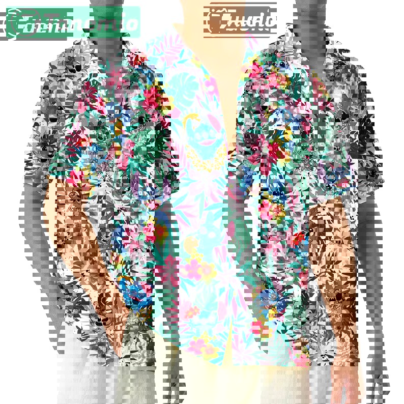 Funny stitch disney hawaiian shirt Hawaii Shirt Shorts & Flip Flops