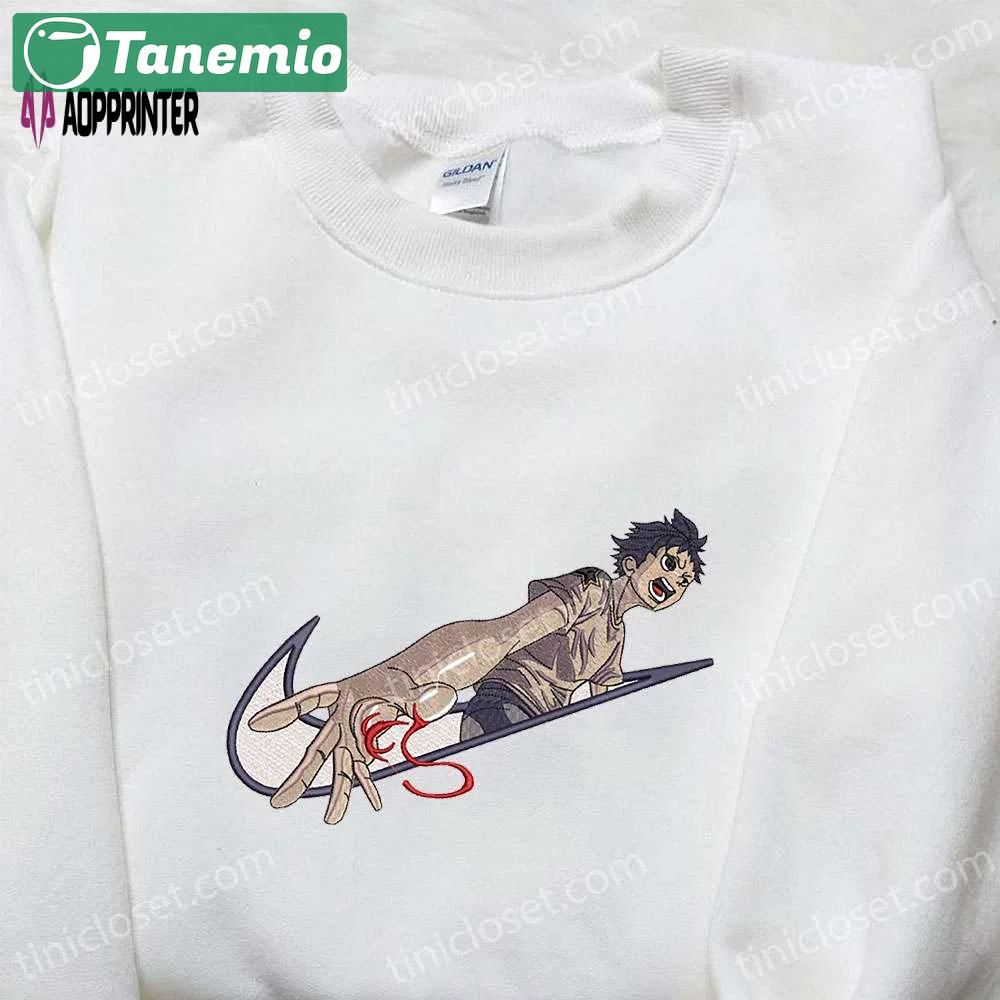 Ganta igarashi x nike swoosh anime embroidered shirt: deadman wonderland & nike inspired Embroidered Shirt