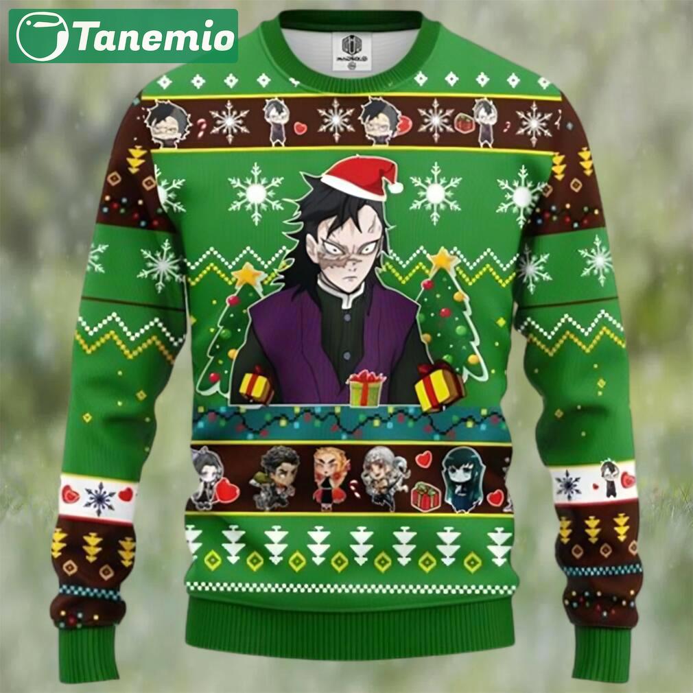 Genya shinazugawa demon slayer chibi demon slayer ugly christmas sweater Christmas Ugly Sweater