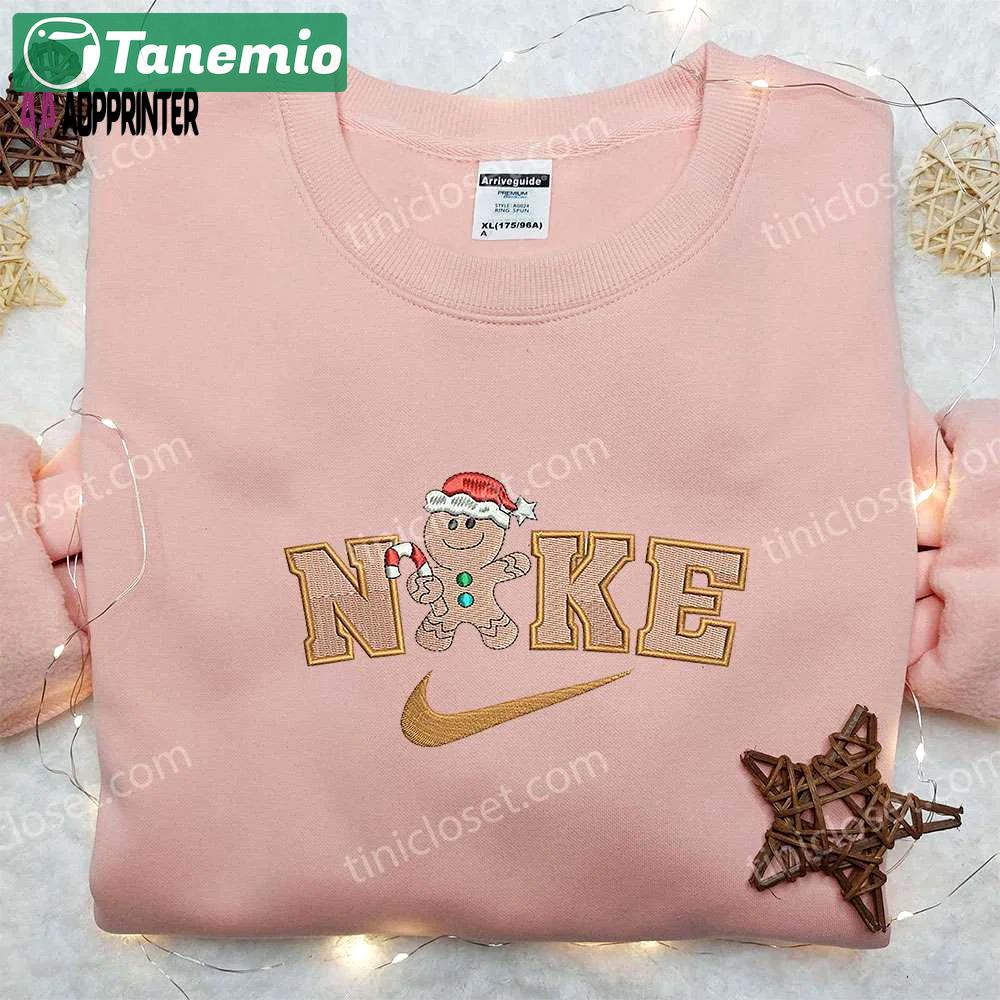 Get festive with gingerbread xmas x nike embroidered hoodie & shirt – best christmas gift ideas Embroidered Shirt