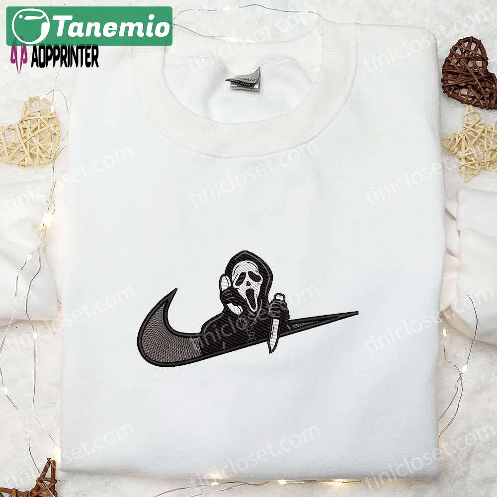 Ghosts & nike swoosh: embroidered hoodie & shirt top halloween gift ideas Embroidered Shirt