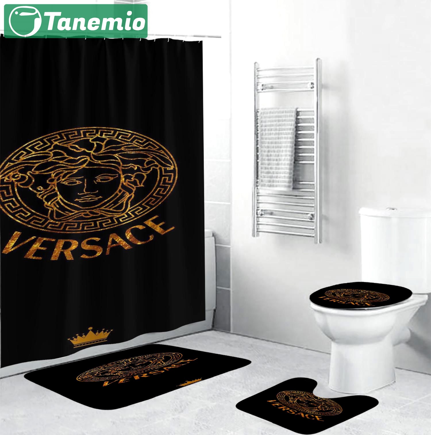 Gianni versace black luxury fashion brand home decor hypebeast bathroom sets bath mat Bathroom Set