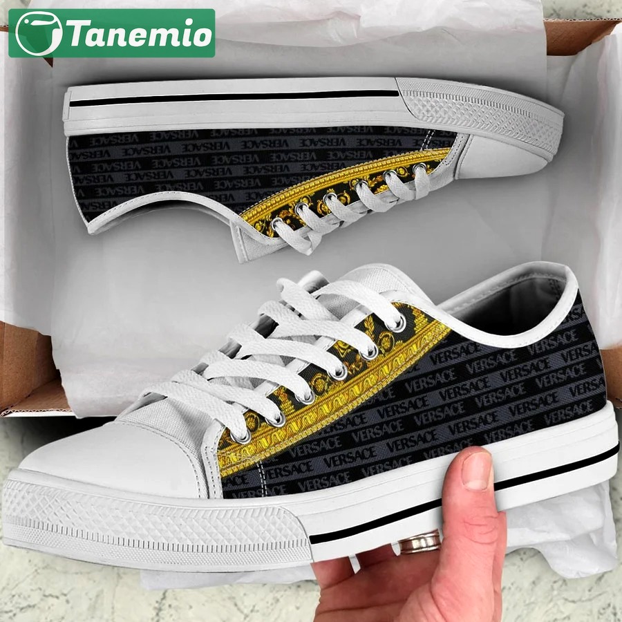 Gianni versace black white low top canvas shoes sneakers hot best for men women 82 lwcs Low Top Canvas Shoes