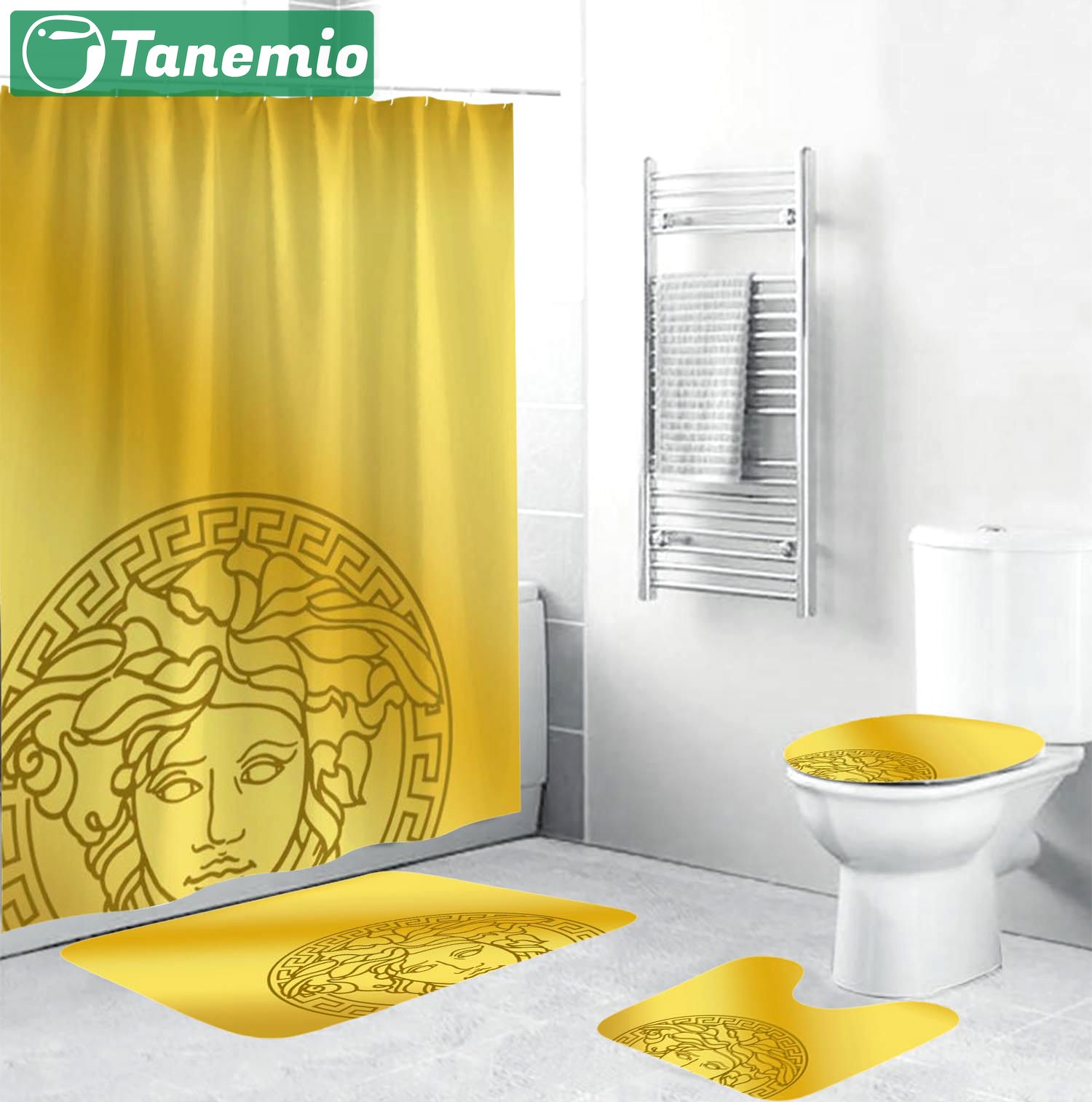 Gianni versace gold hypebeast luxury fashion brand bath mat bathroom sets home decor Bathroom Set