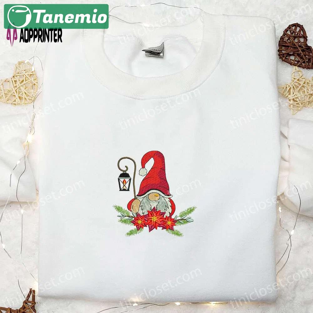 Gnome christmas wreath hoodie & t-shirt: top family gift ideas Embroidered Shirt
